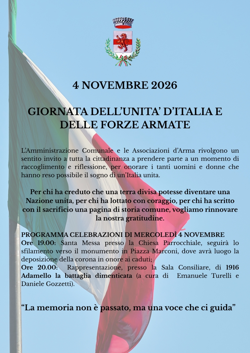 Commemorazione delle Forze Armate e dell\'Unit� Nazionale - Invito